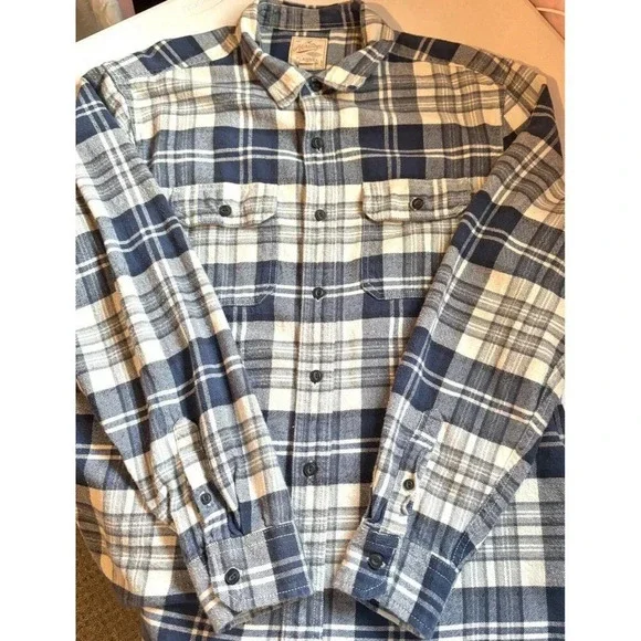 American Eagle Men's XL Flannel Button-Down Heritage Blue White Outdoor Gorpcore - Picture 5 of 8